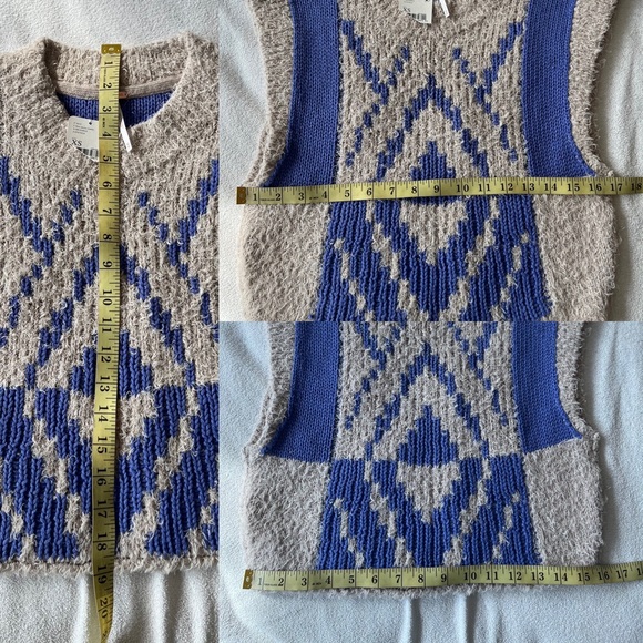 NWT Free People Diamonds for Days Sweater Vest XS Blue Moon - Picture 15 of 15